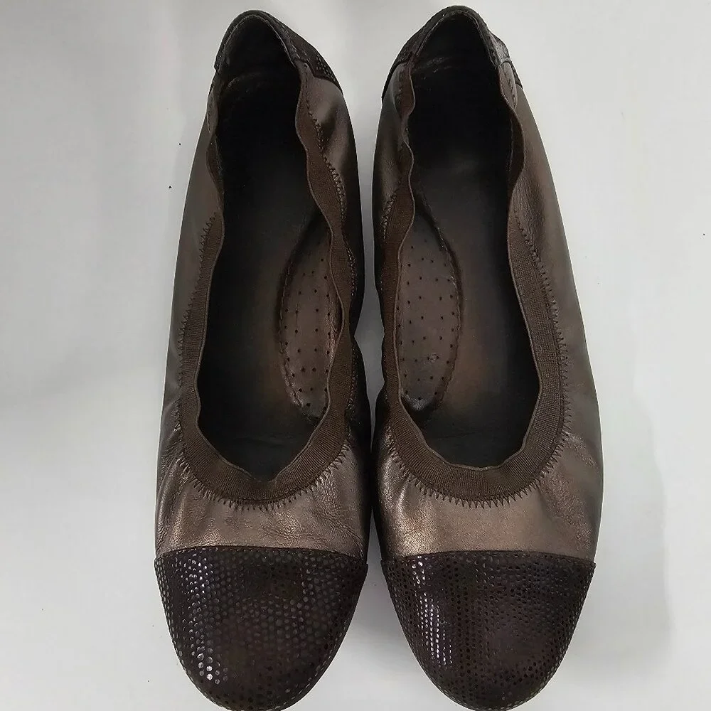 Audrey Brooke Ballet Flat Cap Toe Indie Grunge Casual Leather 8.5
